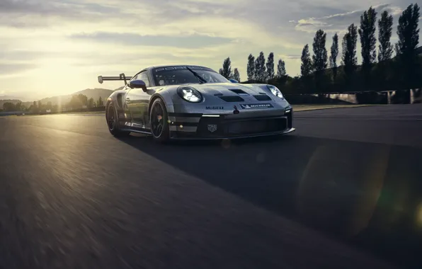 Dawn, 911, Porsche, track, GT3, Boss, Cup, the glare of the sun