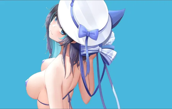 Swimsuit, girl, figure, hat, anime, girl, Anime, hat