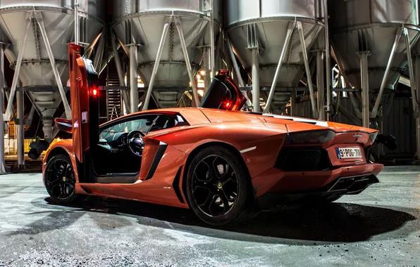 Shadow, lamborghini, Blik, rear view, aventador, lp700-4, Lamborghini, aventador