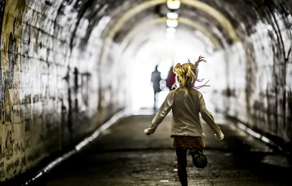 The tunnel, running, girl, the tunnel