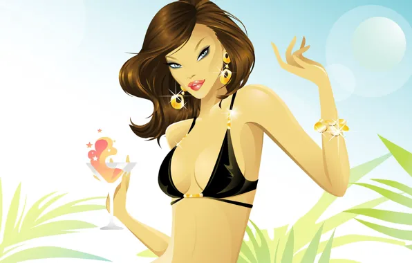 Summer, girl, Shine, vector