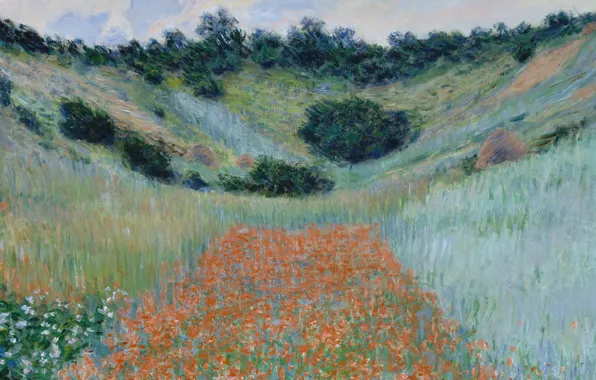 Landscape, picture, Claude Monet, Poppy field in a Hollow near Giverny