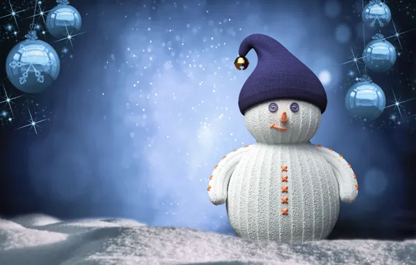 Balls, toy, toys, blue, Christmas, New year, buttons, snowman