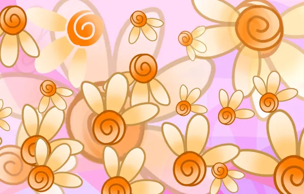 Flowers, abstraction, paint, vector, petals
