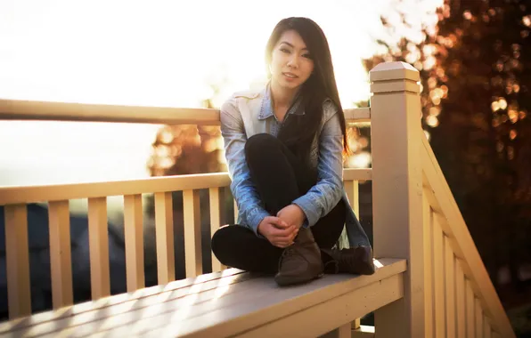 Girl, light, mood, Asian