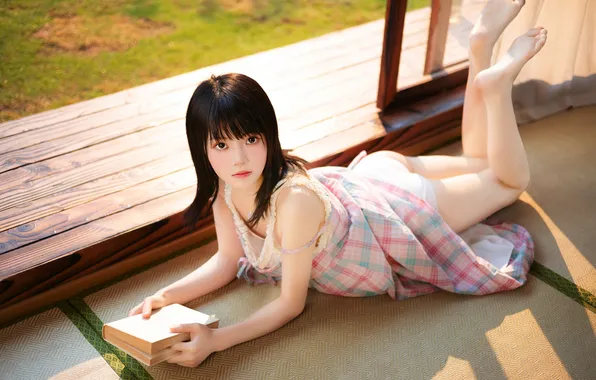 Beautiful, Asian, Model, Woman, Evening, Lying Down, Laying, Pretty
