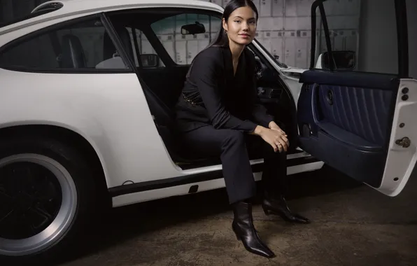 Girl, beautiful, Porsche 911 Carrera, professional tennis player, Brand ambassador, Emma Raducanu