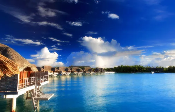 The ocean, the hotel, Laguna, polynesia, bora-bora, water villas