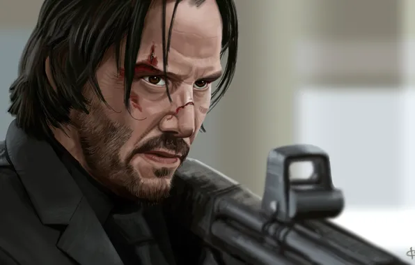 Weapons, art, Keanu Reeves, Keanu Reeves, John Wick