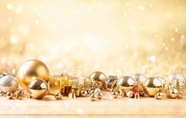 Picture winter, background, gold, balls, toy, new year, merry Christmas, gift