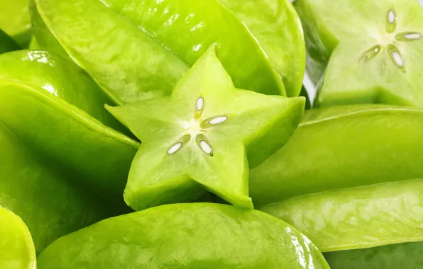 Green, Average, carambola, Averrhoa carambola, tropical star