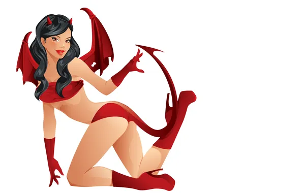 Erotic, look, pose, wings, vector, tail, devil, horns