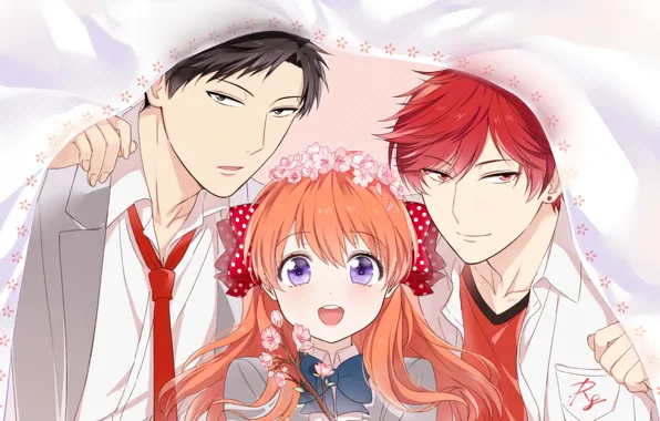 Picture girl, anime, art, guy, The gekka Shoujo Nozaki-kun, Nozaki is the author of shojo manga