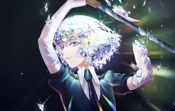Girl, fragments, background, Shine, House no Kuni, Country Gems