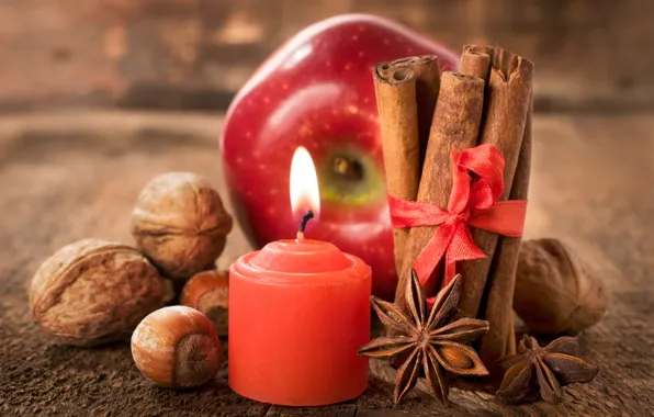 Holiday, apple, Apple, candles, New Year, Christmas, Happy New Year, Merry Christmas
