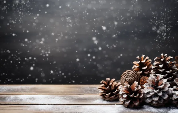 Winter, snow, Board, Christmas, New year, grey background, snowfall, bumps