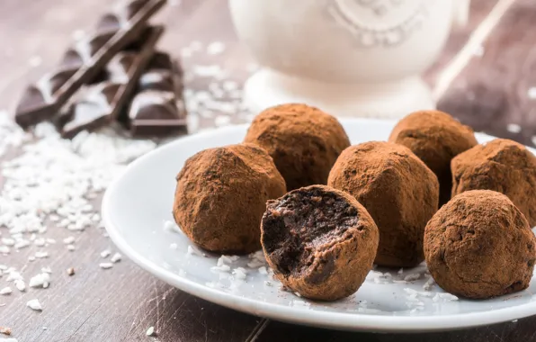 Chocolate, candy, truffle