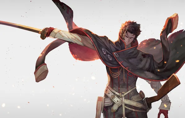 Sword, anime, art, guy, Pilgrimage Chop Toshizou, Berserker