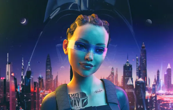 Girl, city, the city, future, brunette, tattoo, future, star wars