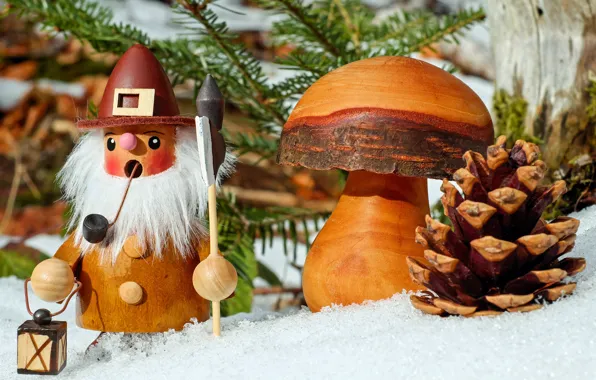 Snow, mushroom, bump, figure, Christmas motif