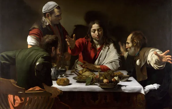 Picture picture, Supper at Emmaus, mythology, Michelangelo Merisi da Caravaggio
