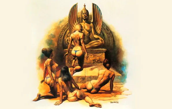 Statue, Ass, Ass, Naked, Naked, Boris Vallejo, Boris Vallejo, The altar