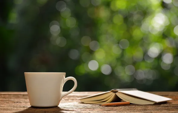 Coffee, morning, Cup, book, hot, heart, romantic, coffee cup