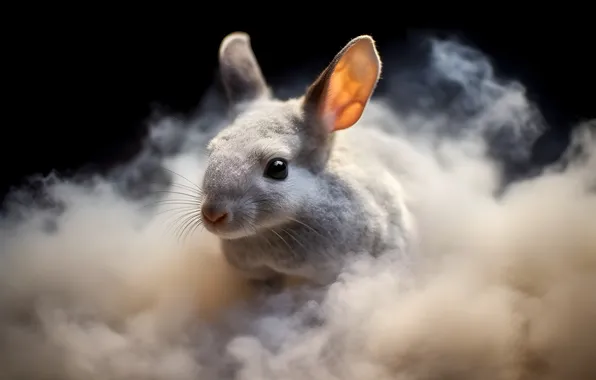 Smoke, pair, chinchilla, AI art, neural network