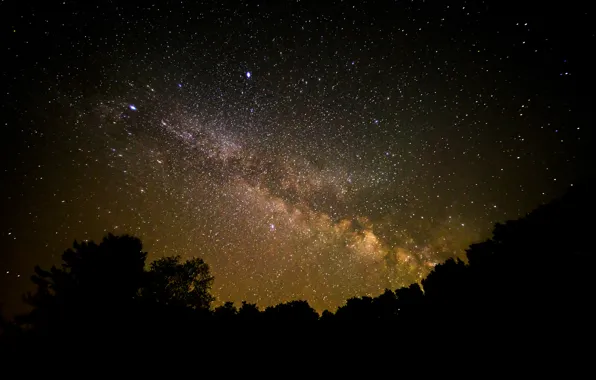 Space, stars, night, space, shadows, the milky way, silhouettes