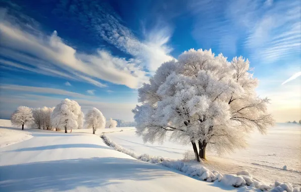 Forest, winter, frost