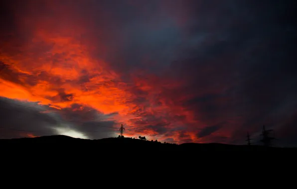 Freedom, clouds, landscape, the world, Sunset, painting