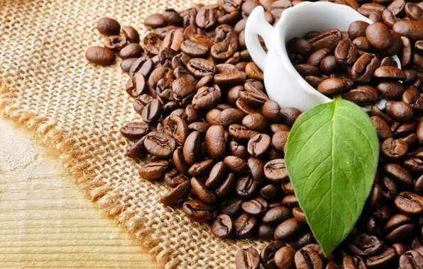 Leaves, coffee, grain, Cup, Mat