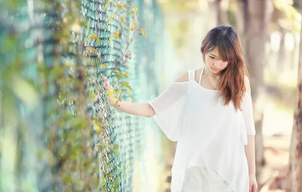 Girl, mood, the fence