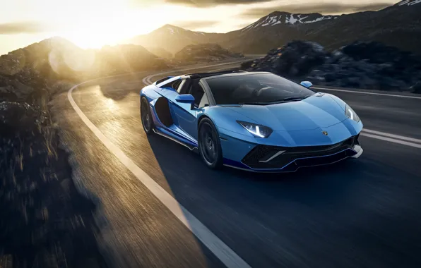 Roadster, Lamborghini, Blue, Blue, 2021, Lamborghini Aventador LP 780-4 Ultimae, 780 hp, 6.5 V12