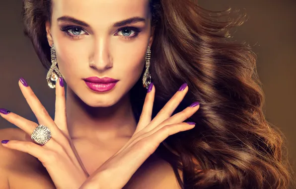 Picture look, girl, face, makeup, ring, hairstyle, girl, gesture