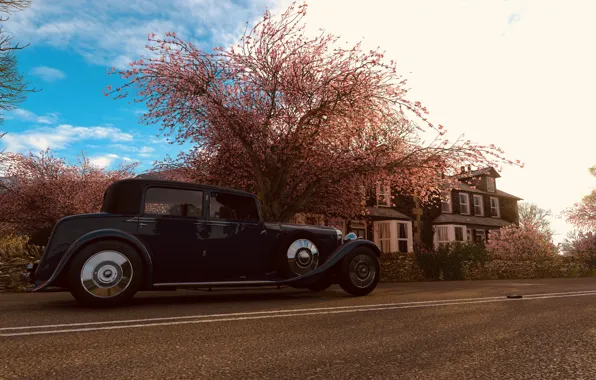 HDR, Bentley, House, Clouds, Sky, Tree, Sun, Street