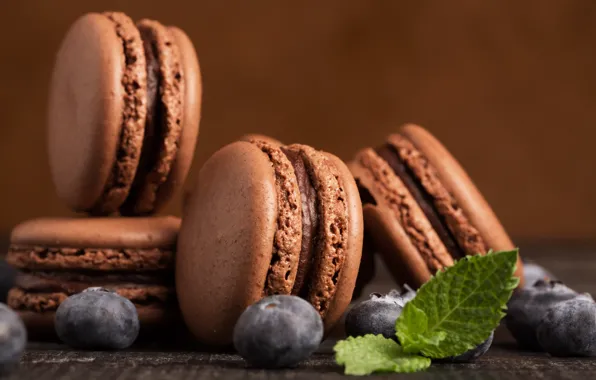 Berries, cookies, chocolate, French, macaron, Blueberries, Mint, Myfoodie