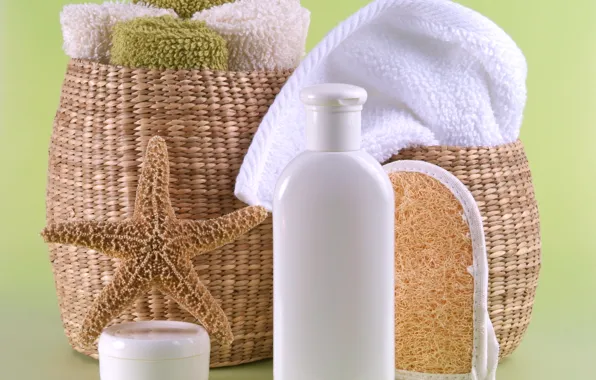 Towel, soap, soap, towel, washcloth, shower gel, shower gel, washcloth