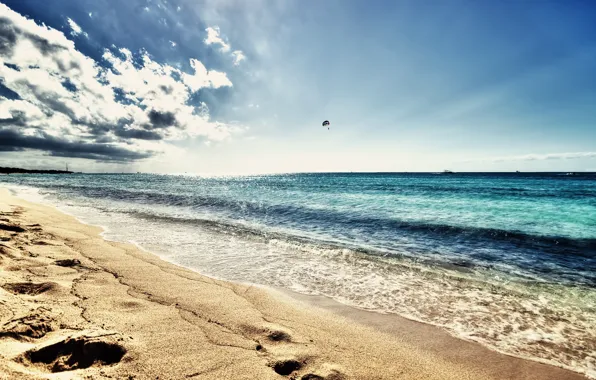 Sea, wave, beach, summer, the sky, the sun, landscape, nature