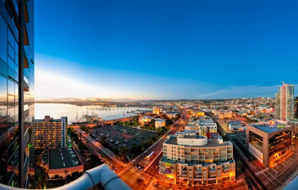 Landscape, city, the city, the evening, panorama, San Diego, street