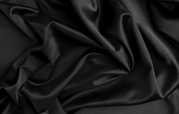 Texture, silk, black, fabric, folds, satin