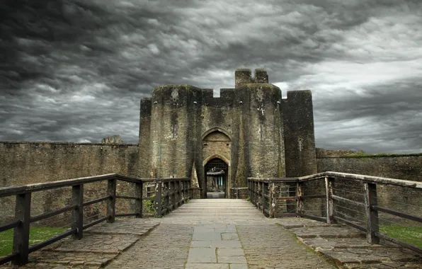 Picture the sky, clouds, castle, overcast, ruins, architecture