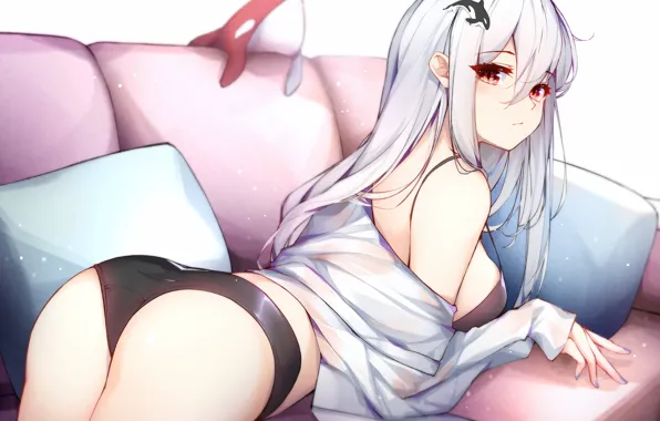 Girl, sexy, lingerie, ass, bra, cleavage, panties, long hair