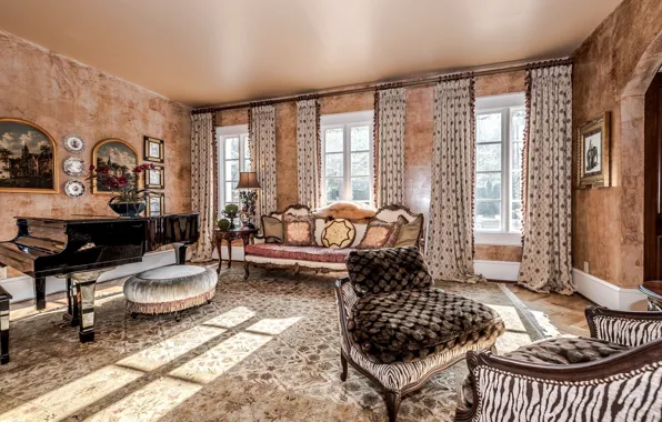 Picture room, interior, piano, living room