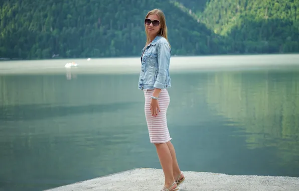 Picture summer, face, hair, glasses, cutie, pond, Masha