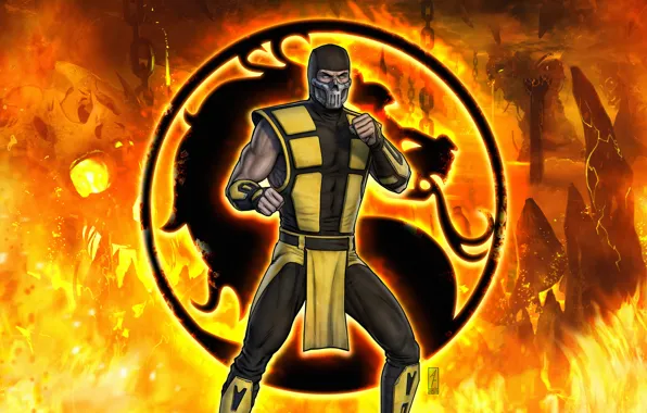 Fantasy, Fire, Art, Flame, Logo, Ultimate, Mortal Kombat, Scorpion
