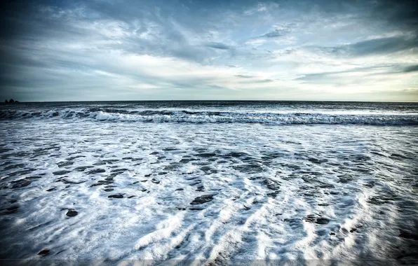 Picture sea, wave, the sky, foam, horizon