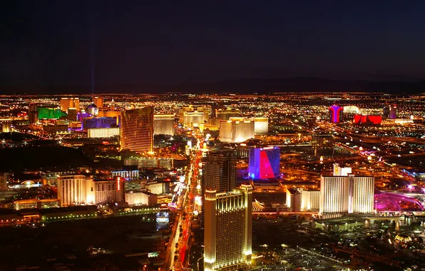 Night, the city, lights, home, Las Vegas, USA, the view from the top