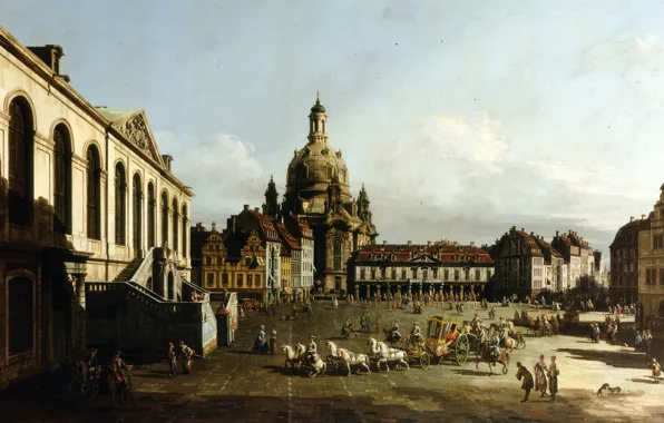 People, home, picture, area, Church, the urban landscape, Bernardo Bellotto, The Neumarkt in Dresden