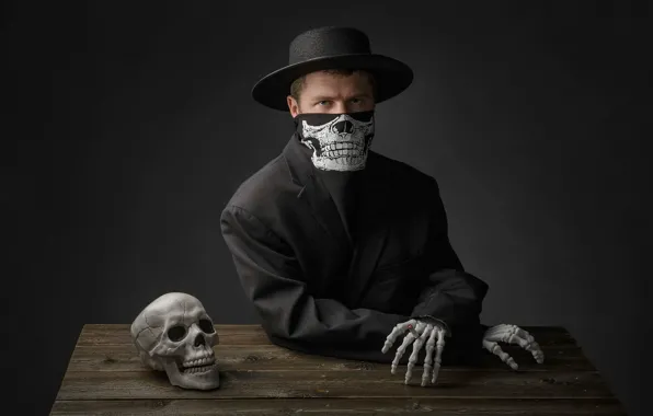 Picture skull, man, skeleton, Happy Halloween